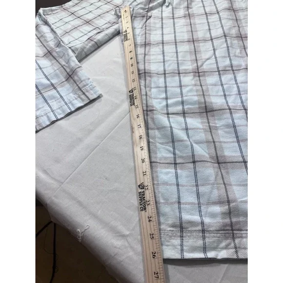 LLBean Long Sleeve Henley Pajama Set Top Pants Light Blue Plaid Cotton L PET - Picture 11 of 15